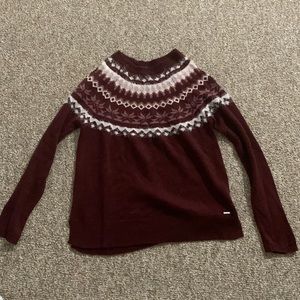 Eddie Bauer dark red and pink sweater. Size small.